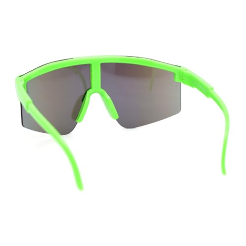 Boys Kids Rimless Color Mirror Neon Wrap Curved Sport Sunglasses4