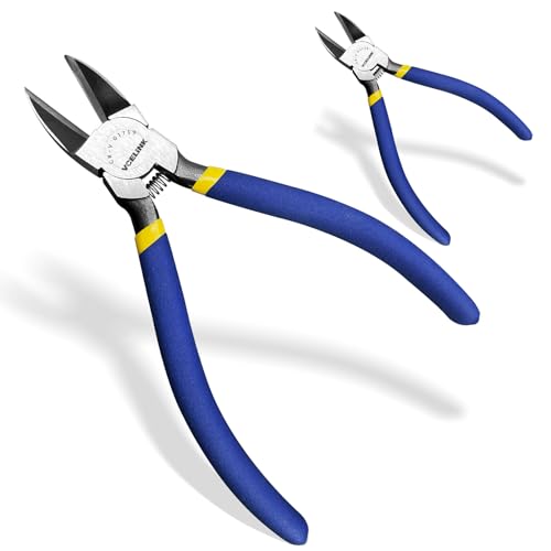 Image of VCELINK Wire Cutter 6-Inch Side Cutter, CR-V Small Flush Cutter2 Pack | Spring-loaded, Carbon Steel. For Electronics, Jewelry, Zip Ties, Crafts. PVC Ergonomic Grip.