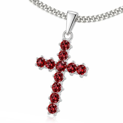Chaîne en argent sterling 925 avec pendentif grenat 19 mm raffiné