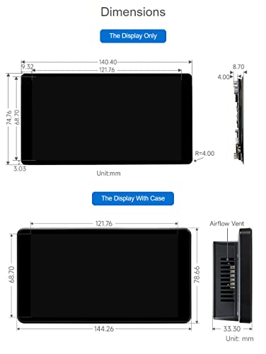Image of waveshare 5.5inch 2K Capacitive Touch LCD Display Compatible with Raspberry Pi 4B /3B+ /Pi 3B /Zero 2w /Zero w and CM4 Supports Windows 11 /10 /8.1 /8 /7 Comes with Case