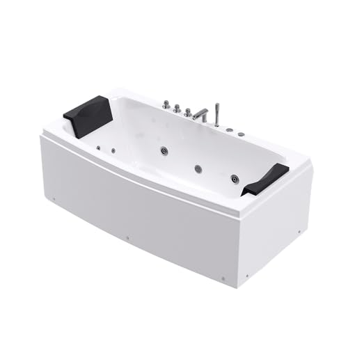 Home Deluxe - Whirlpool Badewanne - NOOR - weiß mit Handbrause und Massage - ca. 173 x 80 x 84 cm I...