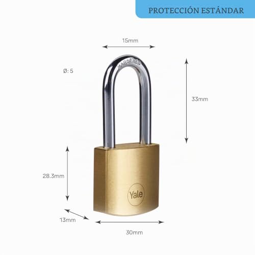 Miniatura 3 de Yale Y110b 30 132 1 - Candado Latón 30 Mm 3 Llaves Antirrobo Seguridad Para Taquilla, Caja De Herramientas, Armario Candado Antirrobo Para Taquilla Puerta Garaje