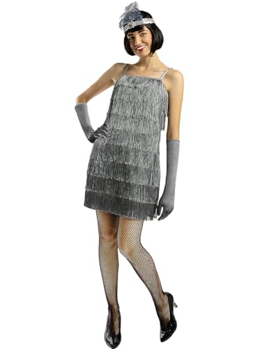 Funidelia | Disfraz de charlestón años 20 plateado para mujer Disfraz para adultos y divertidos accesorios para Fiestas, Carnaval y Halloween - Talla S - Gris/Plateado