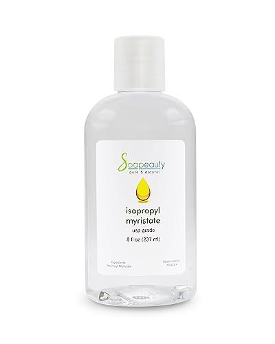 Soapeauty Isopropyl Myristate | Cosmetic Grade IPM | For Lotions Creams Soap Making Hair Care Fragrance Oils Makeup Remover & DIY Beauty Formulations | 8 fl oz