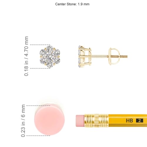 Small Unisex Brilliant 925 Sterling Silver 14K Yellow Gold Plated Round Flower Cluster Tiny Cute Hypoallergenic Cz Women's Men's Circle Screw Back Stud Earrings3