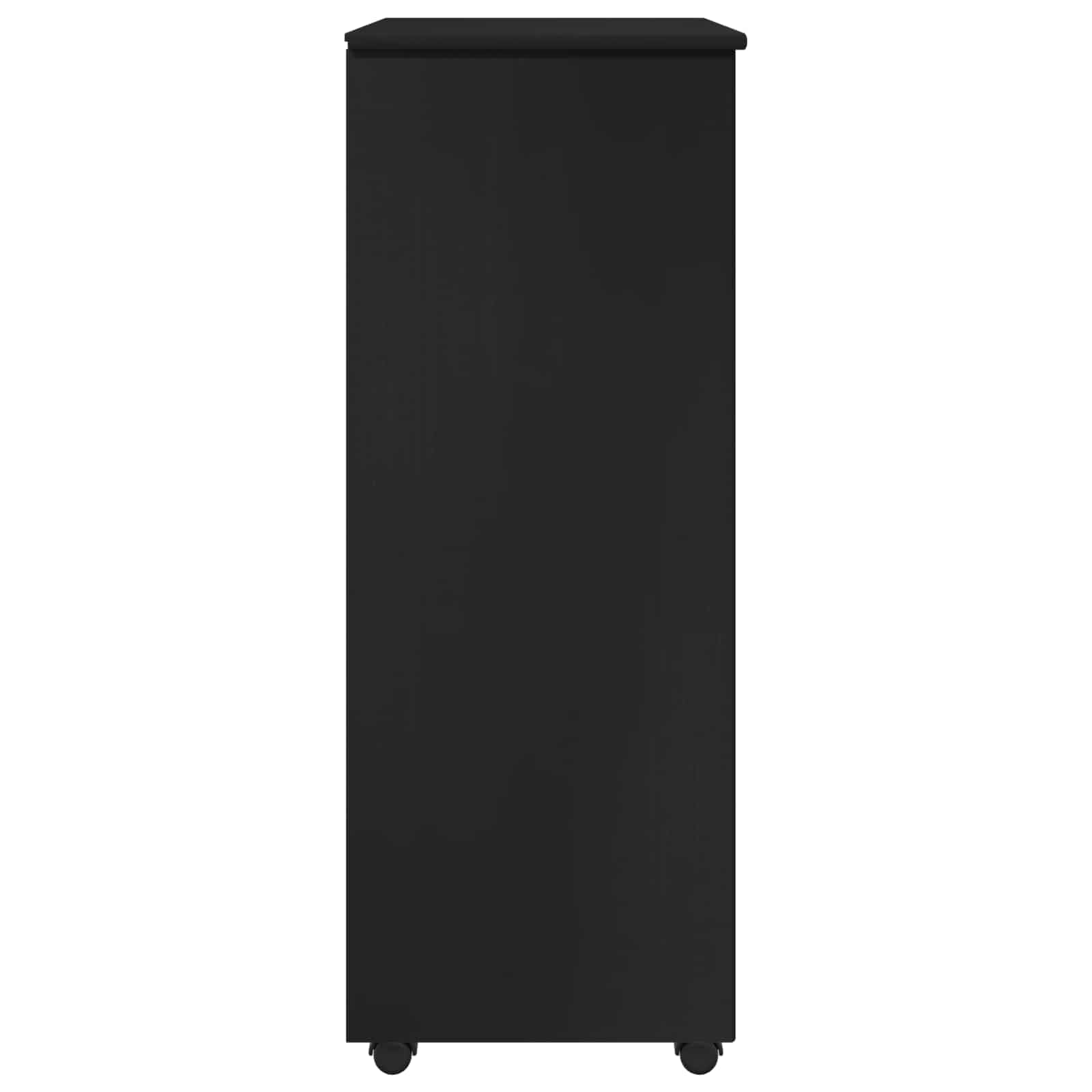 Armario con ruedas negro de madera maciza de pino 53 x 39 x 103 cm con 5 cajones y estante para oficina, hogar, pasillo, almacén