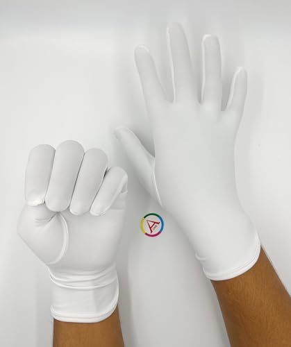 Image of Aone Premium Microfiber Lint Free White Hand Gloves 1 Pair Anti-Smear /Anti-Fingerprint for Quality Check /Scratch-free Handling for Jewellery /Diamond /Gemstone, Watch Boutique, Sun & Dust Protection