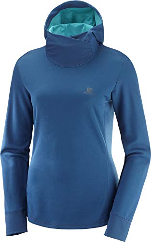 Salomon Women's Agile Long Sleeve Hoodie W, Poseidon, XX-Large