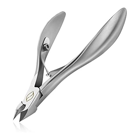 FERYES Cuticle Clippers 1/2 Jaw - Professional Cuticle Cutter Nail Cuticle Remover Tool, Nail Skin Clipper Hangnail Trimmer - SILVER Cover