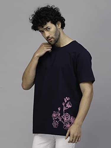 Image of Rigo Back Printed Half Sleeves Round Neck Oversized T-Shirt for Men | Drop Shoulder T-Shirt for Men | Loose Baggy Fit T-Shirt for Men