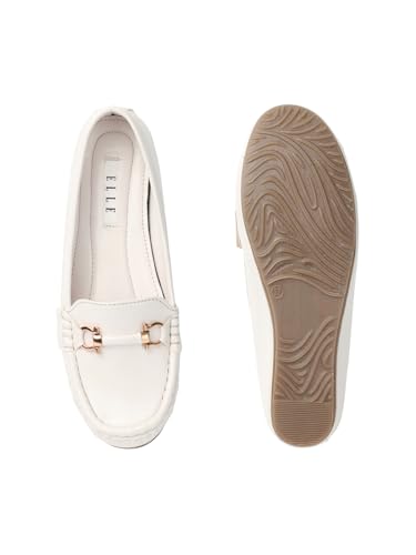 Image of ELLE Women's Flats Slip-On Loafers with Metallic Buckle