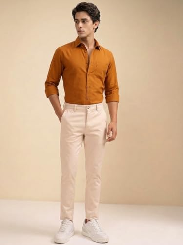 Image of Cozytton Men's Pure Cotton Solid Stylish Casual & Formal Wear Shirt | Stylish Regular Fit Full Sleeve Comfortable Office Party Trendy Shirt - Multi Color