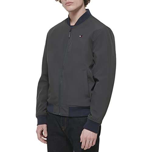 Image of Tommy Hilfiger Men's Lightweight Varsity Rib Knit Bomber Jacket