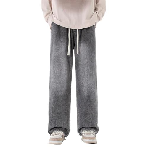 Men's Jeans Spring Autumn Wide-Leg Casual Elastic Waist Loose Long Pants