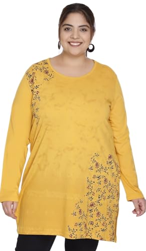 Image of Women Printed Full Sleeve Cotton Tshirt with Side Slits & Pocket | Small - 7XL Size