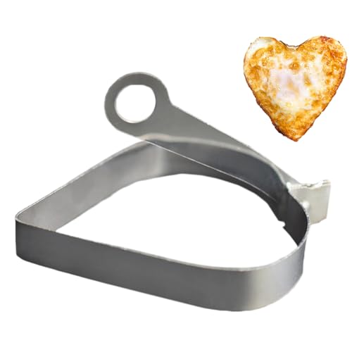 グリル用エッグリング,ステンレス鋼 ハート型 目玉焼き型 取っ手付き - キッチン調理器具 オムレツ クレープ サンドイッチ マフィン 学校果物 朝食作りに,クレープ、マフィン、サンドイッチ、グリル、スキレット、朝食料理、フルーツ、ハロウィン用