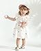 sweetabby Newborn Baby Girl Clothes Summer White Linen Dress Infant Ruffle Sleeve Heart Dresses Cute Princess Beach Sundress 2 Pieces Baby Outfit 0-3 Months