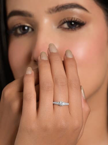 Image of Clara 925 Sterling Silver Minimal Daily Wear Adjustable Ring for Women | Gift for Birthday Anniversary | Rakhi Rakshabandhan Gift for Sister Bhabhi |Platinum Plated | Swiss Zirconia