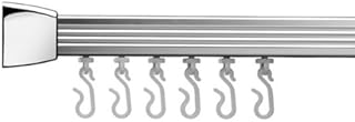 Croydex Professional Profile 800 Straight Shower Rail with Hooks and Gliders, 213.5 cm, Silver