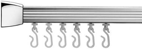 Croydex Professional Profile 800 Straight Shower Rail with Hooks and Gliders, 213.5 cm, Silver