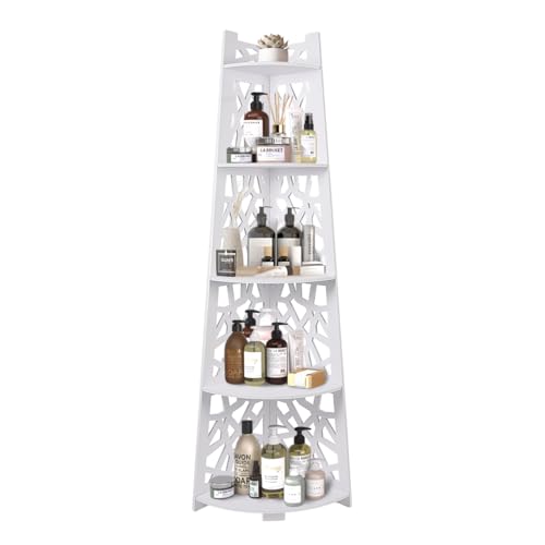 WCGTEK Bathroom Organizer, Detachable Standing Toilet Paper Holder with 5 Tier L-Shaped Shelves...