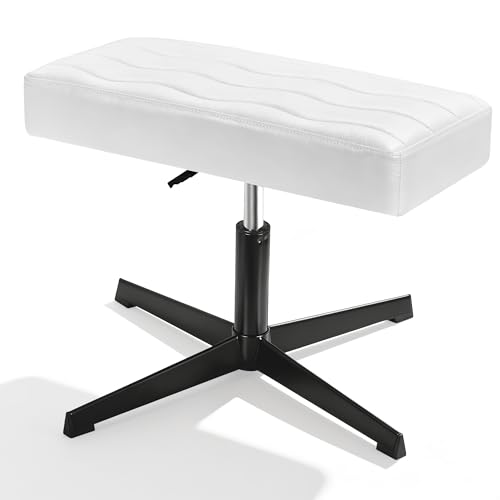 Image of VECELO Under Desk Footrest, PU Ergonomic Foot Rest with Comfort Padding, Height Adjustable for Relieving Leg Pain, Stiffness, and etc, White
