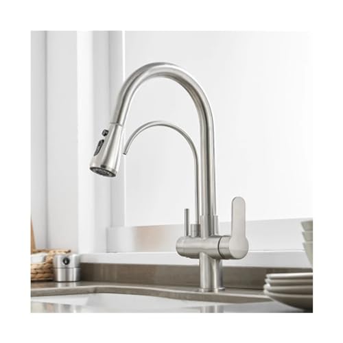 Robinet de cuisine noir mat anti-traces avec filtre extractible double action - 6