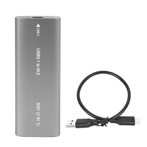 Plyisty Caja SSD M.2 Externa, NVME NGFF Caja SSD de Transmisión de Alta Velocidad Tipo C 3.2 de Doble Protocolo con Carcasa de Aleación de Aluminio, para Transferencia de Datos de 10