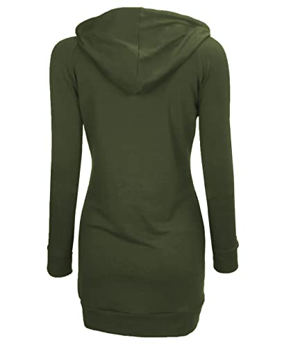 Bepei Fall Tops For Women,Fashion Hoodies 2023 Long Sleeve Shirts Solid Color Crew Neck Hooded Sweatshirts Dressy Casual Work Office Wear Clothes Tunic Length Army Green M #TOP3