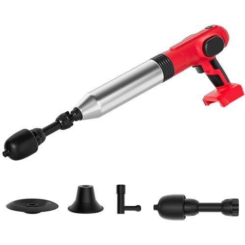 Rozlchar Cordless Electric Toilet Plunger Compatible for Milwaukee 18V Battery (No Battery) High Pressure Drain Unclogger with 3 Interchangeable Heads for Sinks Washbasin Toilets