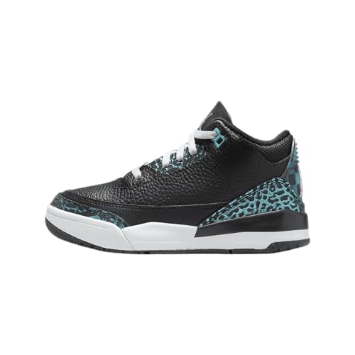 Jordan 3 Retro Little Kids' Shoes (FV5438-001, Black/Hyper Jade/White/Siren Red) Size 3