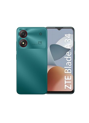 ZTE Blade A34 Green - Smartphone 6.6' HD+, Fotocamera 8MP, Batteria 5000mAh, 4 GB RAM e 64GB ROM, Octa-Core, Android 13, Riconoscimento Facciale, Display Waterdrop, Memory Fusion