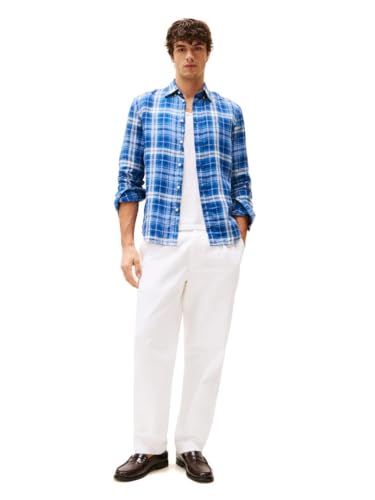 Image of Tommy Hilfiger Men's Long Sleeve Casual Linen Button Down Shirts in Regular Fit