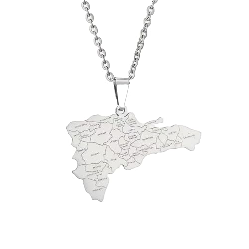For Dominican Republic Stainless Steel Map Pendant Necklaces Map Jewelry Gold Color Items for Bridal Women Man Party Gifts Earri