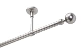 16 mm Gardinenstangen Set, Endstück KUGEL (Ø 40 mm), geeignet zur Deckenbefestigung oder Wandbefestigung, 1-läufig Metall MATT-CHROM, 200 cm