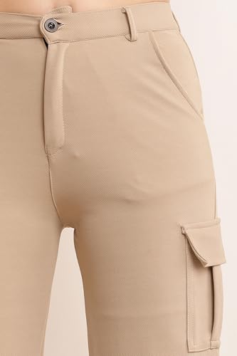 Image of Women's Cargo Pants High Waisted Baggy Wide Leg Cargo Trousers Casual Loose Fit 4 Pocket Utility Streetwear Fashion Work Bottoms, White Black Pink Lavender Beige Brown