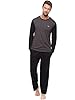 INSIGNIA Mens Pyjama Set Long Sleeve Top & Pants Cotton Pjs (Charcoal_Black, 3XL) #3