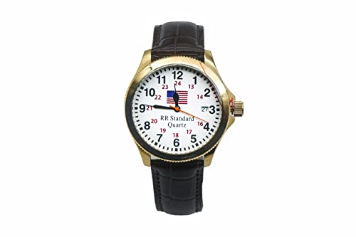 Montre-bracelet dorée élégante avec date et boîtier en acier pour homme