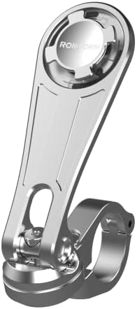 Rokform - Motorcycle Handlebar Cell Phone Mount, Mounts to ANY Handlebar Measuring from 7/8" to 1-1/4", Secures Phone Via Quad Tab Twist Lock Mount and Built-In Magnet Mount (Polished Aluminum)