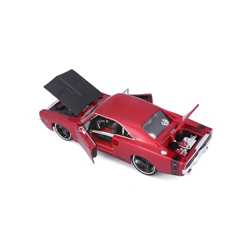 Modelo a escala 1:25 Dodge Charger R/T 1969 Rojo Metálico miniatura 6