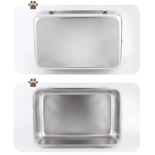 Caja de arena metálica cerrada para gato con tapa y pala miniatura 2