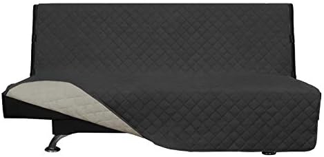 Greatime Sofa Covers,Slipcovers,Reversible Quilted Furniture Protector,Water Resistant,Improved Couch Shield with Elastic Straps,Anti-Slip Foams,Pet Kids,Children,Dogs(Futon, Black/Beige)