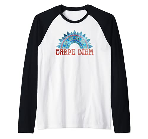 CARPE DIEM Latin - Indigenous Mandala 3 - Fan Fun Raglan Baseball Tee, Black