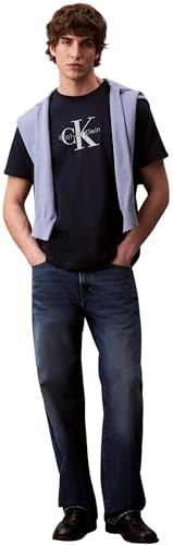 Camiseta Calvin Klein hombre con monograma en algodón premium azul 6