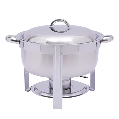 Alnemy Chafing Dish Rund Edelstahl 5L Warmhaltebehälter Speisenwärmer Wärmebehälter Buffetwärmer Speisen Catering Buffetwärmer für Buffet Catering Gastro (Silber)