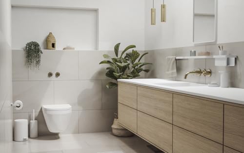 Image of ZONE DENMARK Rim Wall Toilet Paper Holder - A Sleek, Stylish & Modern Accessory | Space-Saving Solution | Keep Your Bathroom Organized and Chic with This (White)