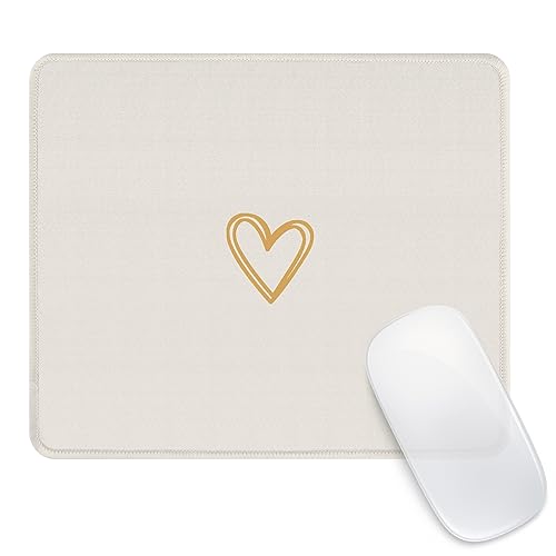 Ksriylm Tapis de Souris,Carré Beige Mignon Forme De Coeur Mouse Pad Mousepad de personnalité avec Base en Caoutchouc Imperméable et Antidérapante Mousepad pour...