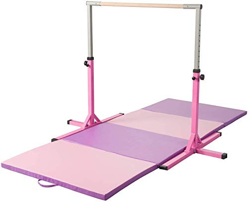 HYD-Parts Adjustable Height Kip Bar Fitness Gymnastics Training Bar, Horizontal Kip Bar for Kids,Pink Color - Thumbnail 5