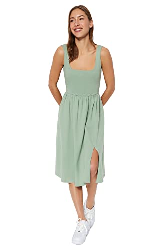 TRENDYOL Damen A-line Midi Dress Kleid, Mint, L EU