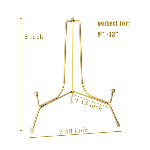 2 Pack 8 Inch Plate Stands For Display, Anti-Slip Plate Holder Display Stand Gold Iron Easel Stand Picture Stand For Photo Frames, Decorative Plate, Books, Pictures And Tabletop Artworks #TOP3